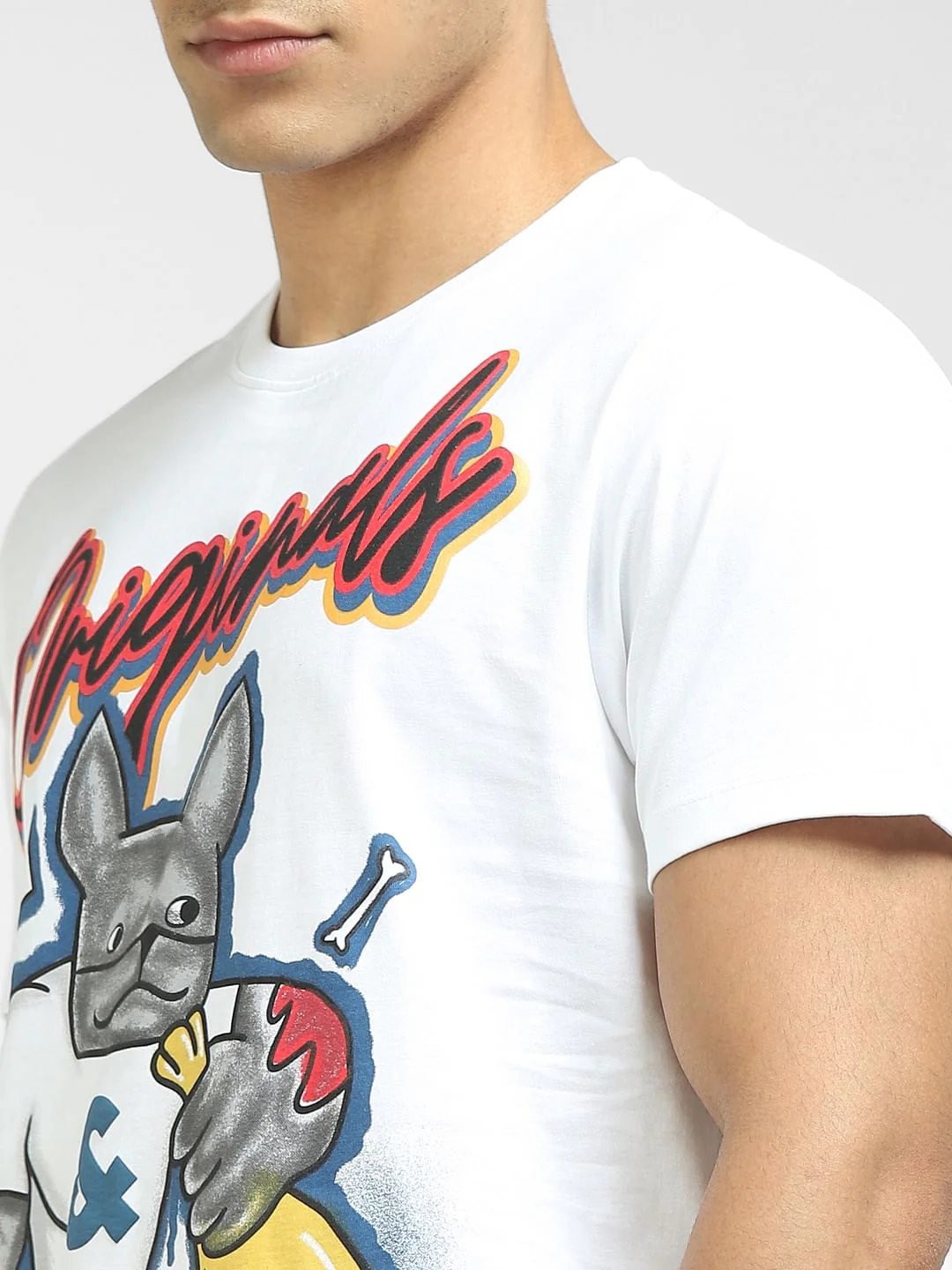 White Logo Print Crew Neck T-shirt - Image 5
