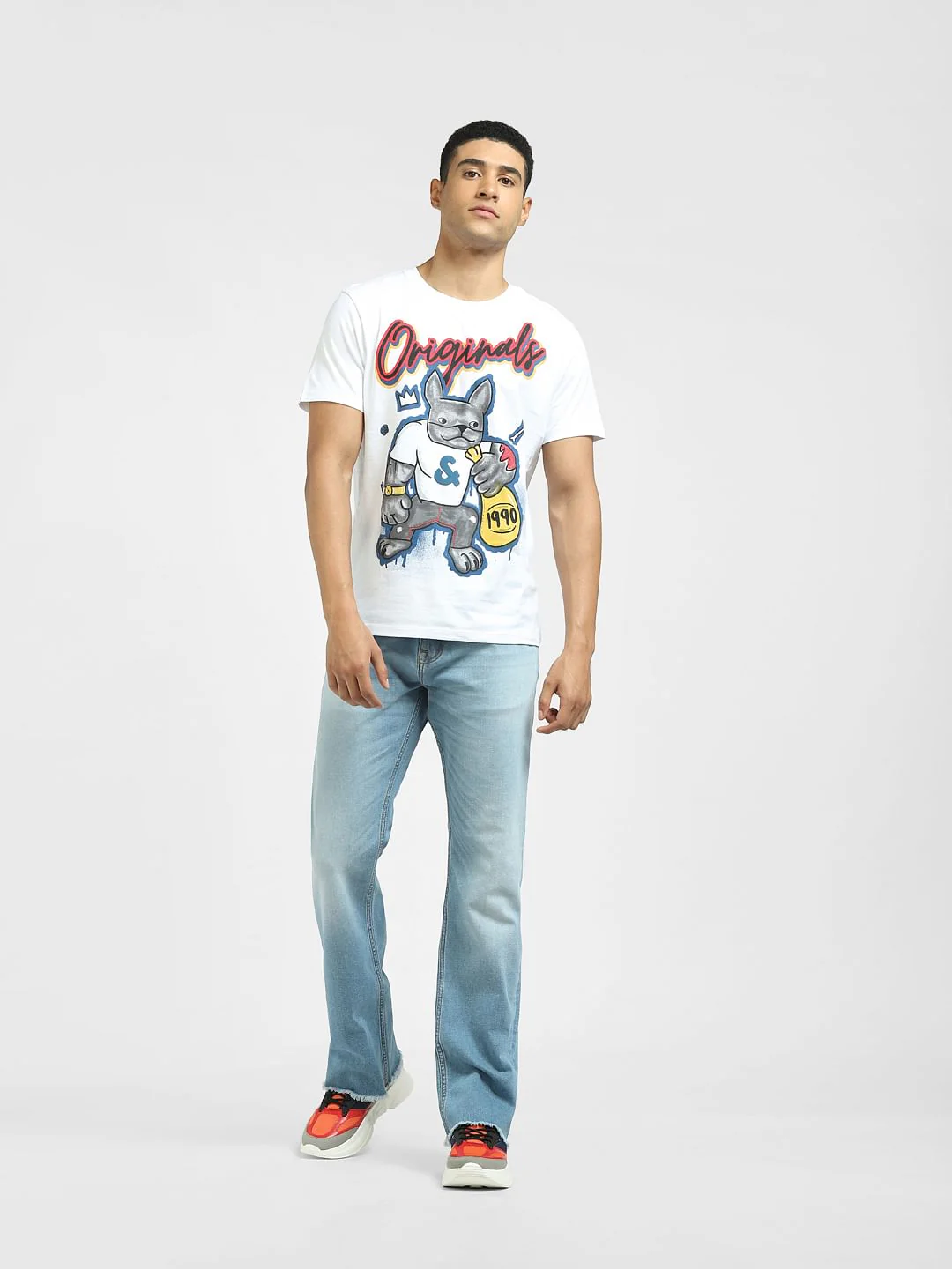 White Logo Print Crew Neck T-shirt - Image 6