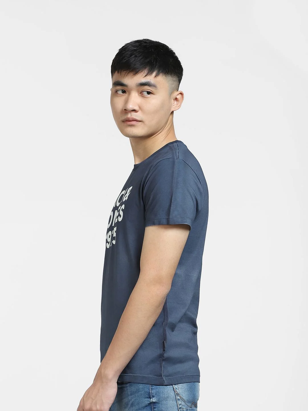 Blue Logo Print Crew Neck T-shirt - Image 3