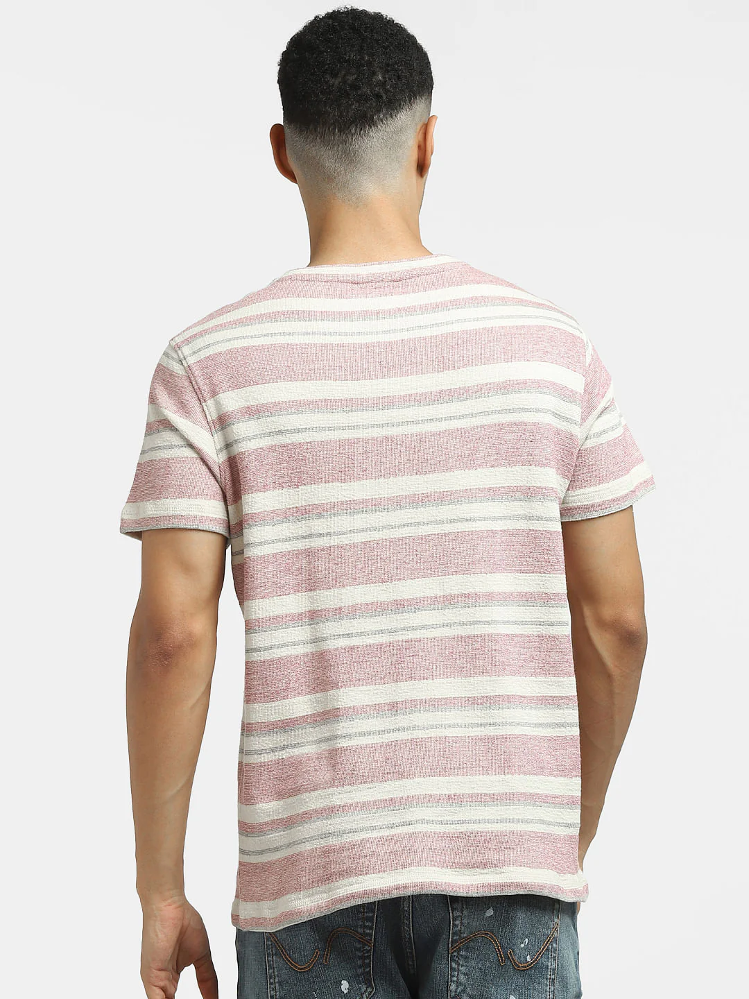 Pink Striped Crew Neck T-shirt - Image 4
