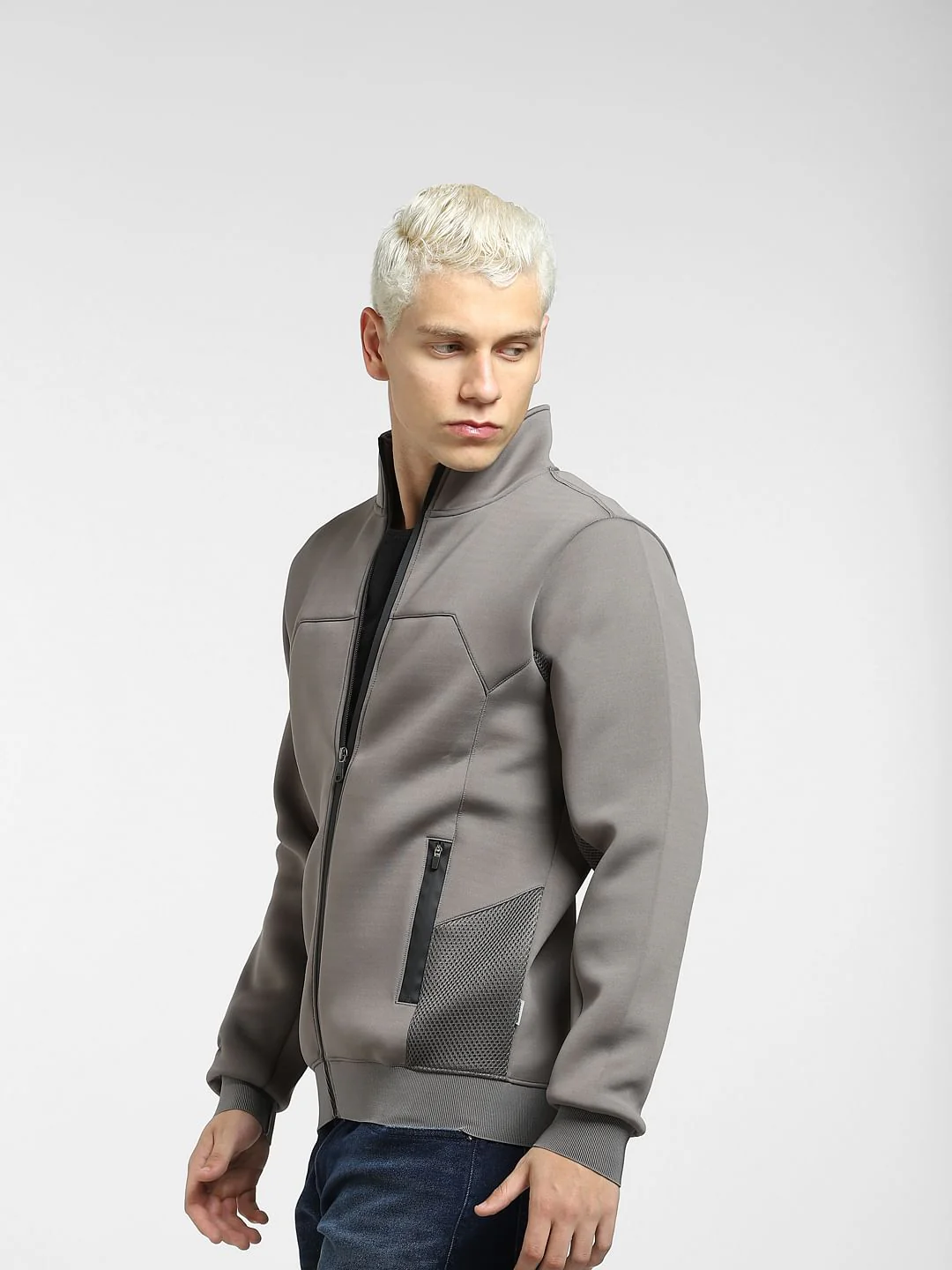 Grey Zip-Up Co-ord Sweatshirt - Image 3