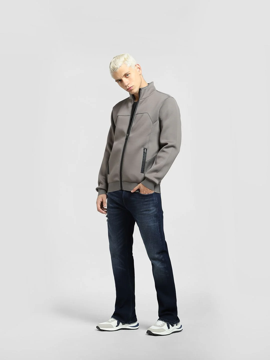 Grey Zip-Up Co-ord Sweatshirt - Image 6