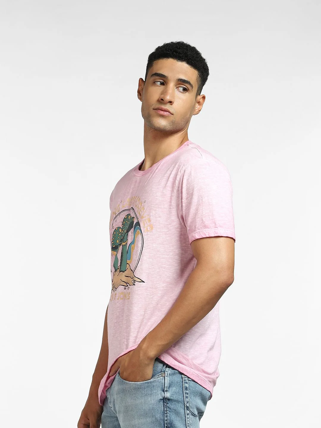 Pink Mushroom Print Crew Neck T-shirt - Image 3