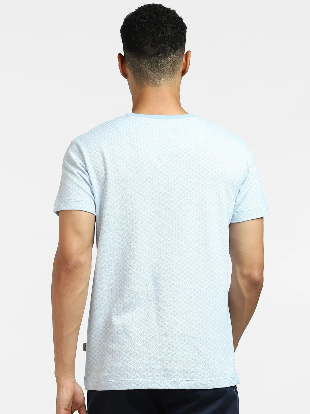 Light Blue All Over Print Crew Neck T-shirt - Image 5