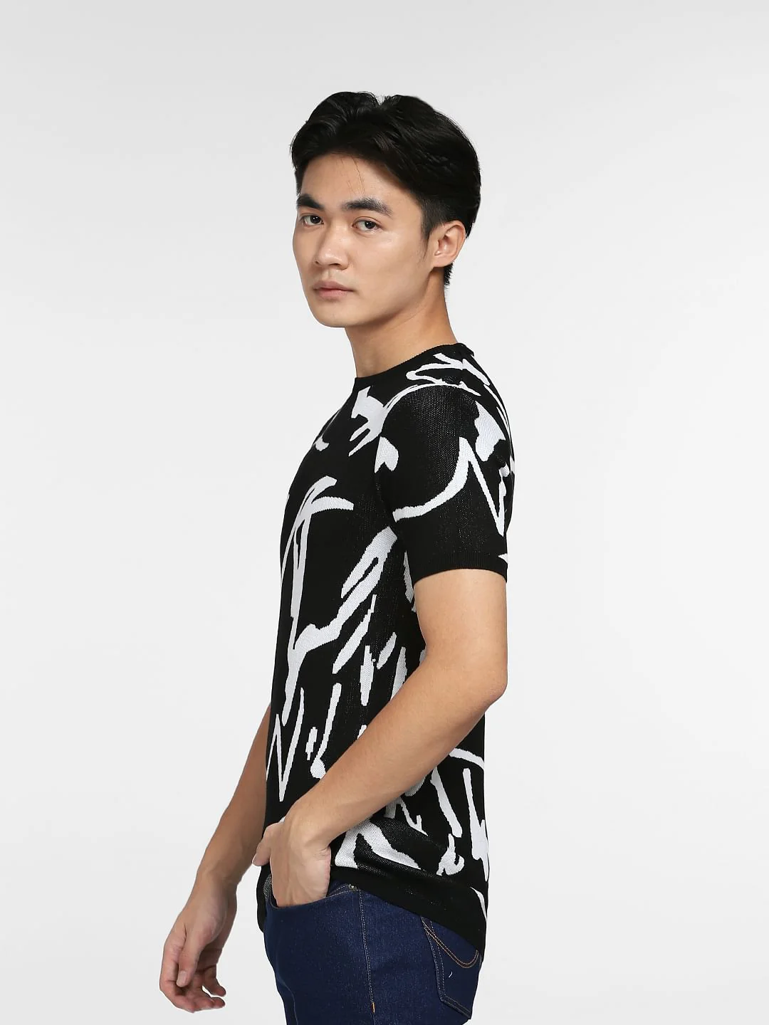 Black Printed Jacquard Pullover - Image 3
