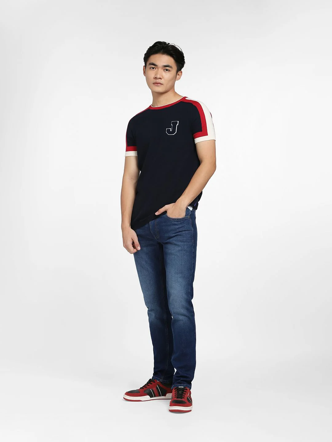 Blue Printed Knitted T-shirt - Image 6