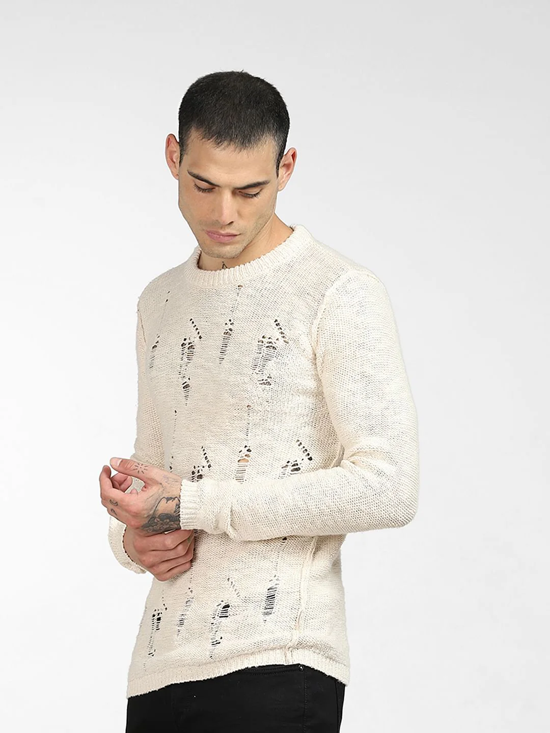 Beige Ripped Pullover - Image 3