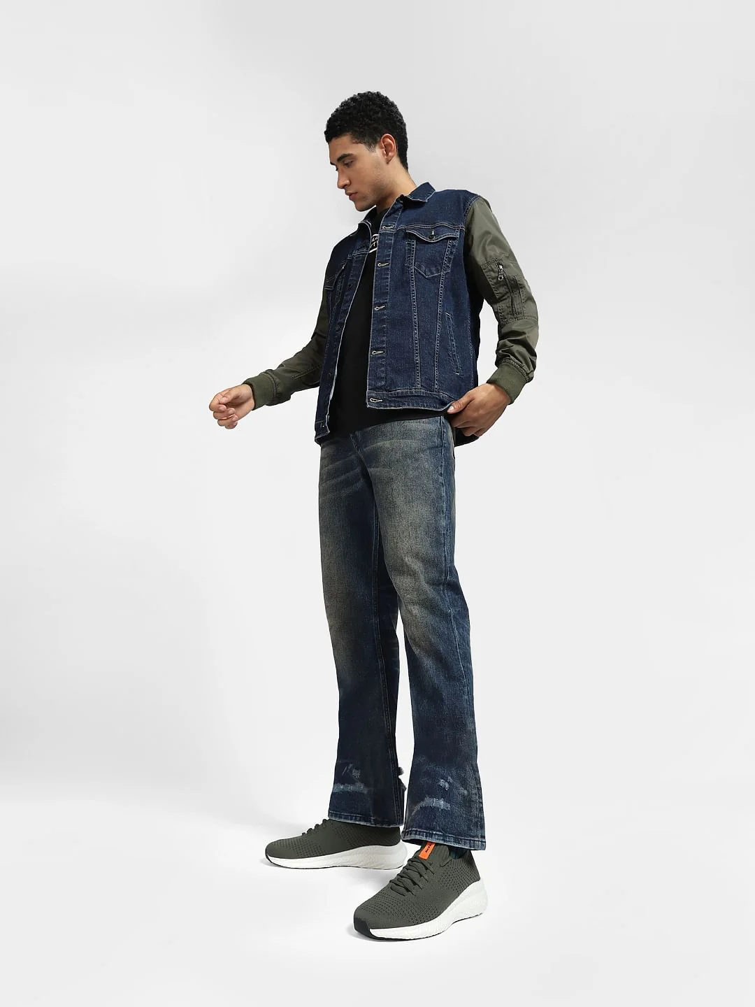 Dark Blue High Rise Washed Bootcut Jeans