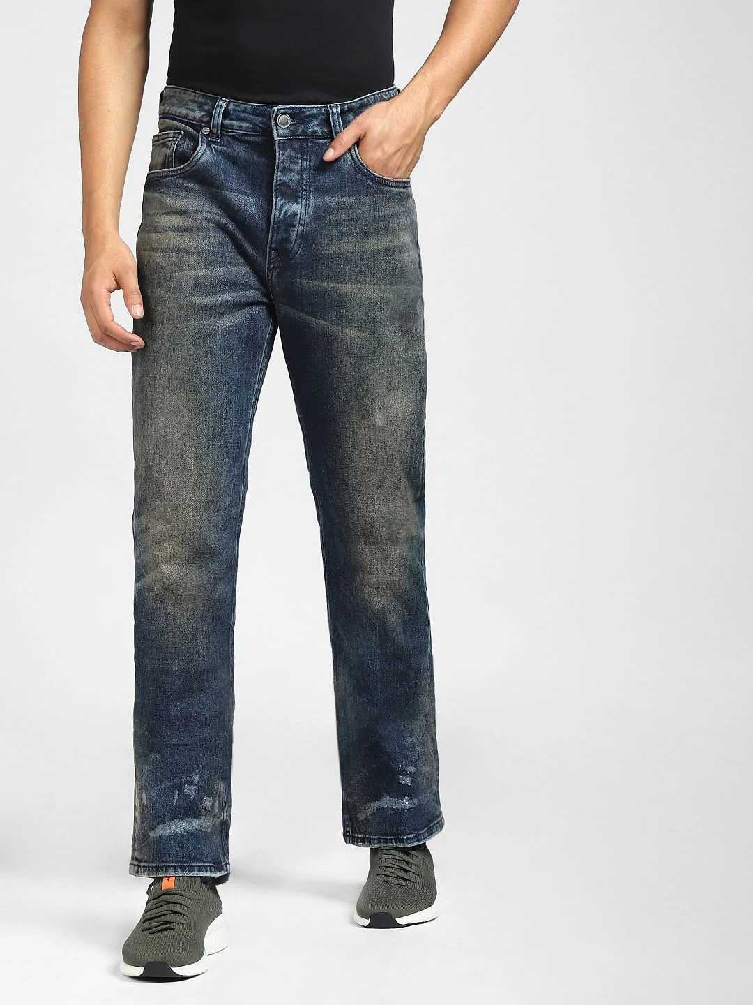 Dark Blue High Rise Washed Bootcut Jeans - Image 2