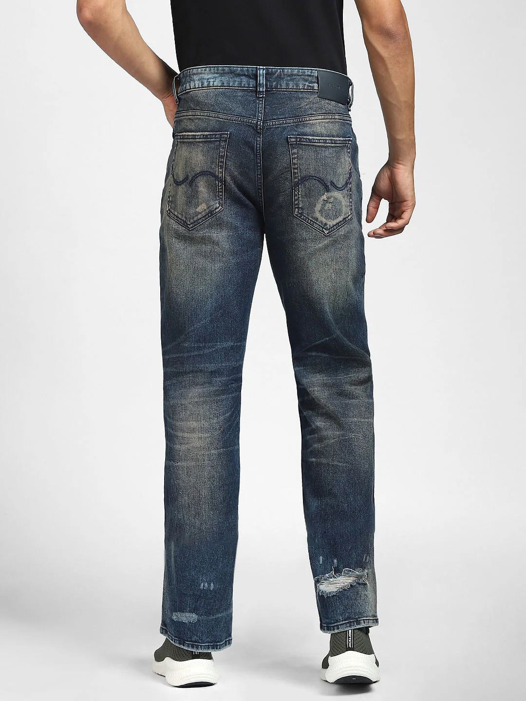 Dark Blue High Rise Washed Bootcut Jeans - Image 4