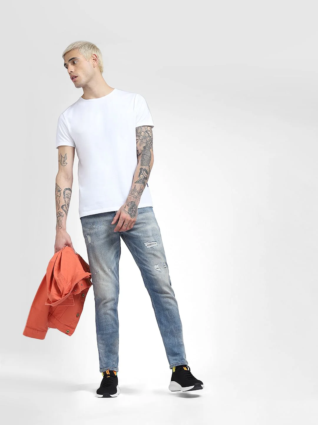 Light Blue Low Rise Glenn Ripped Slim Fit Jeans