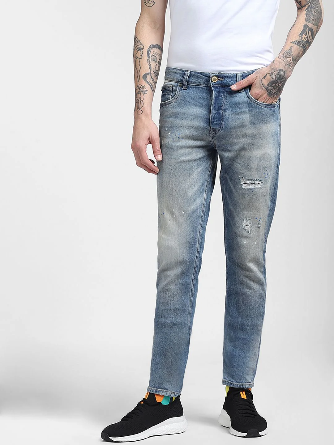 Light Blue Low Rise Glenn Ripped Slim Fit Jeans - Image 2