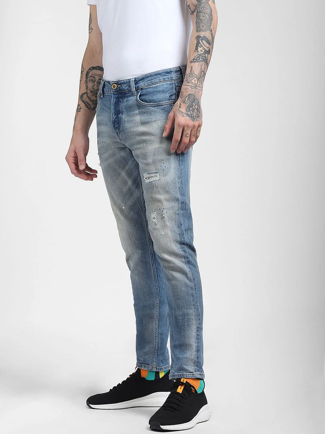 Light Blue Low Rise Glenn Ripped Slim Fit Jeans - Image 3