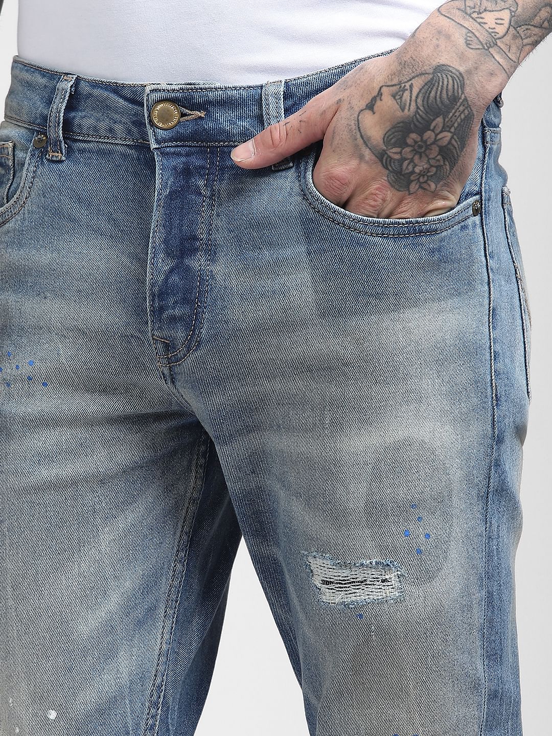 Light Blue Low Rise Glenn Ripped Slim Fit Jeans - Image 5