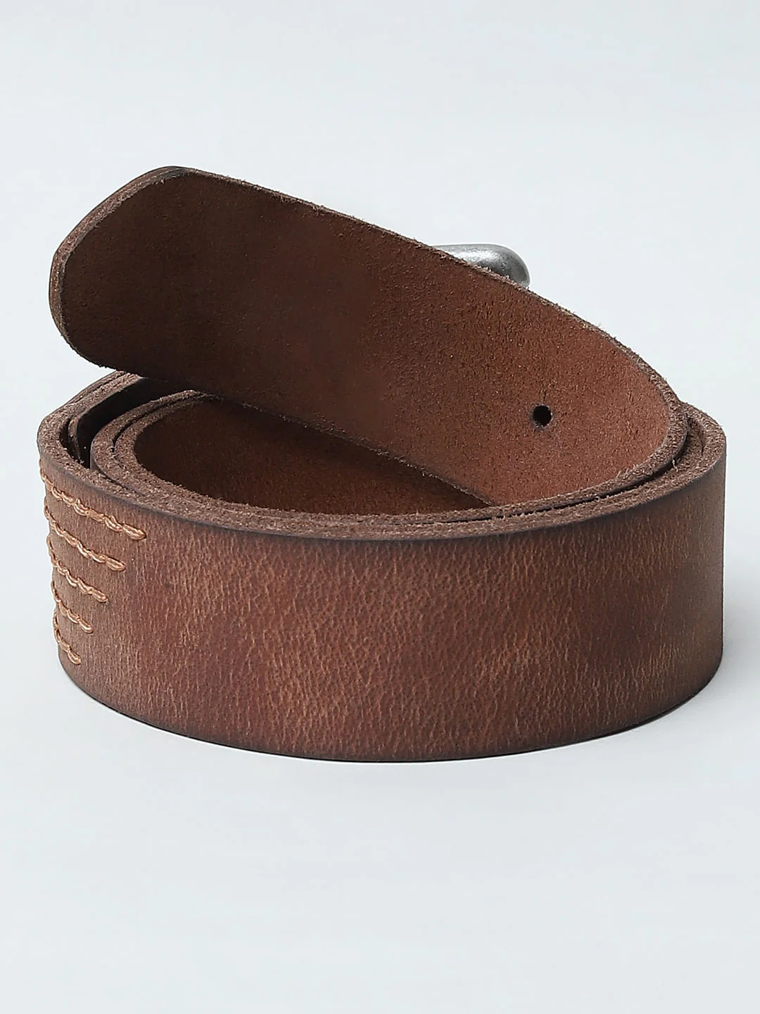 Brown Burnished Leather Belt - Image 3