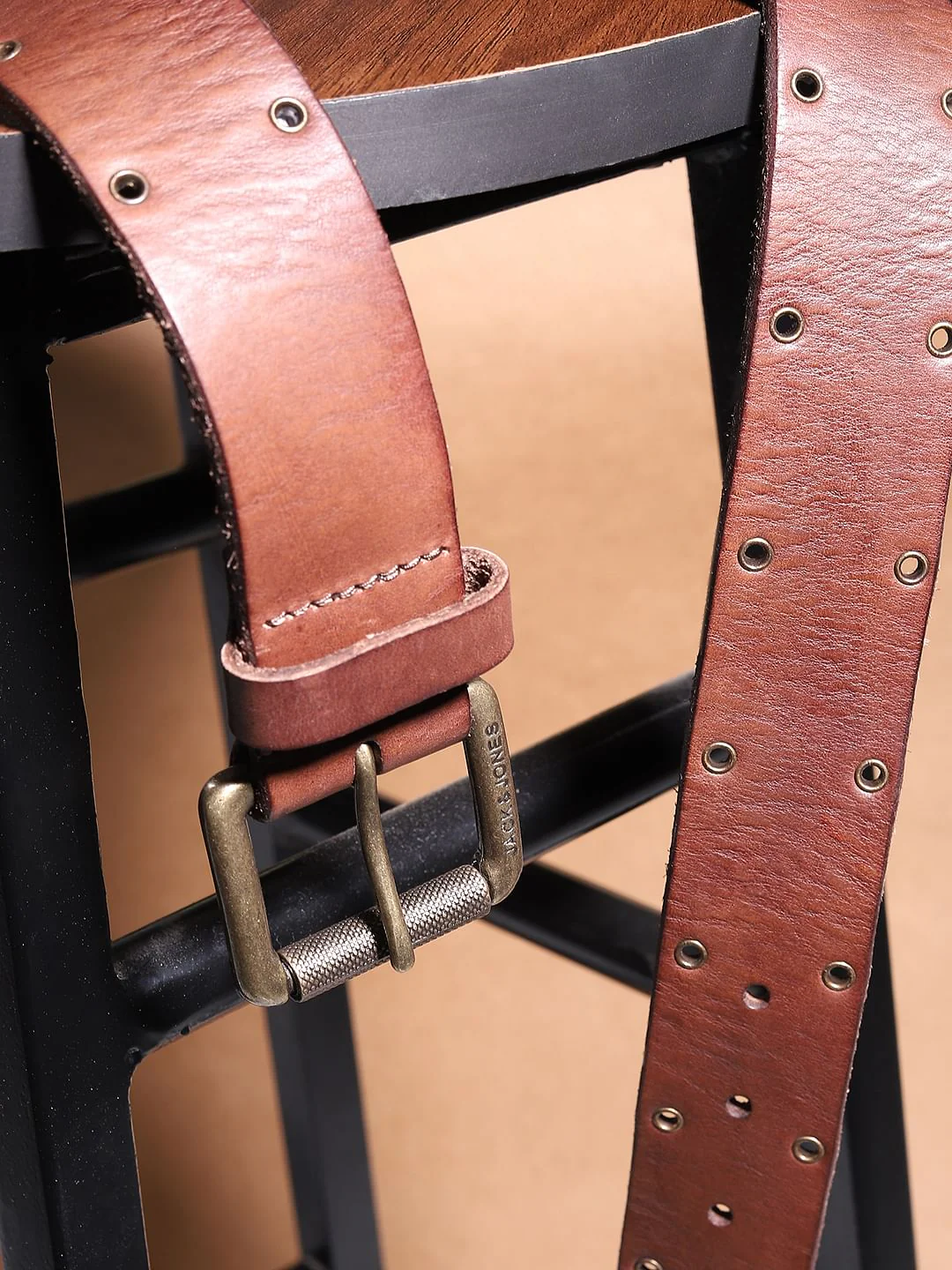 Brown Rivet Detail Leather Belt