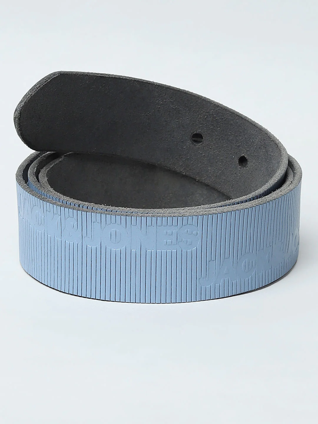 Blue Textured Logo Leather Belt - Image 3