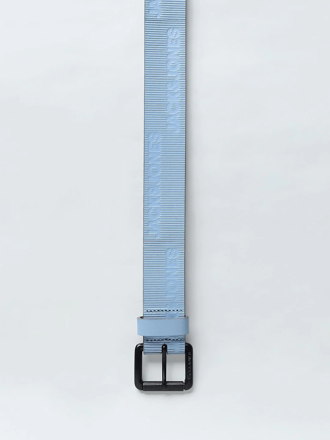 Blue Textured Logo Leather Belt - Image 4