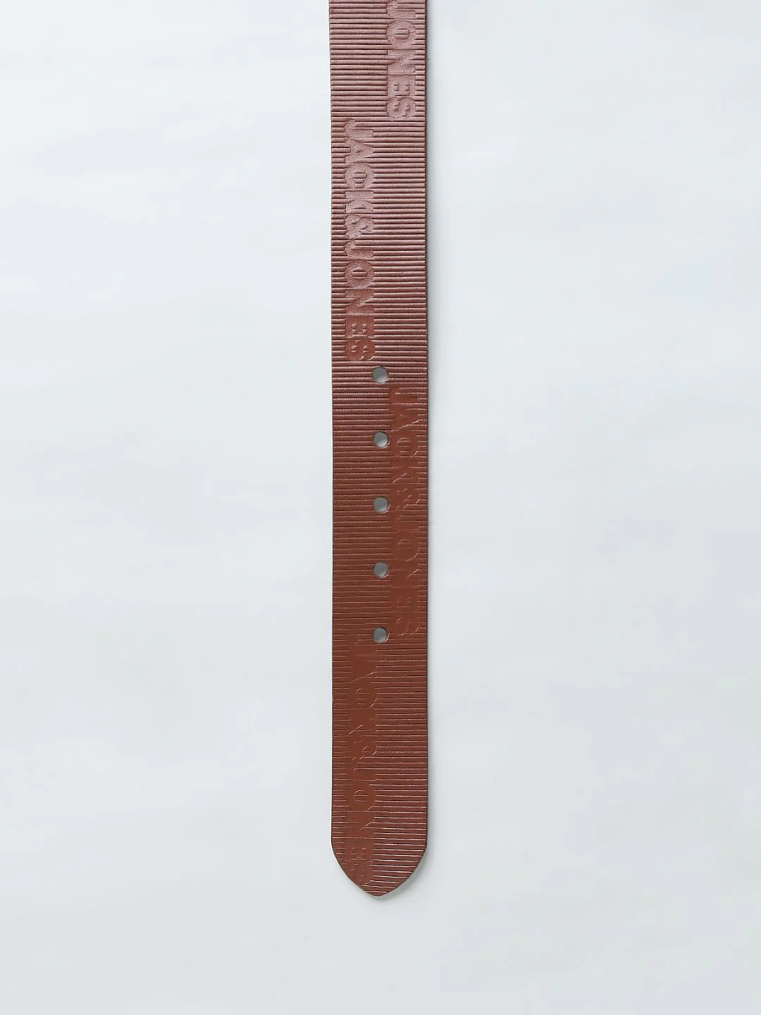Brown Textured Logo Leather Belt - Image 5