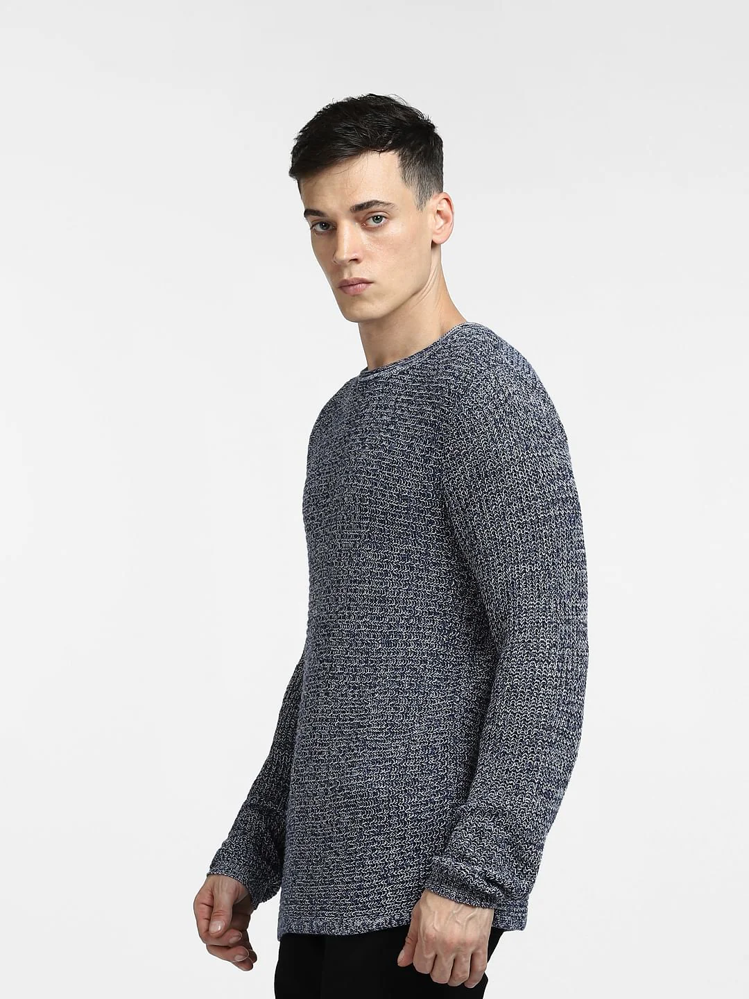 Dark Blue Textured Pullover - Image 3