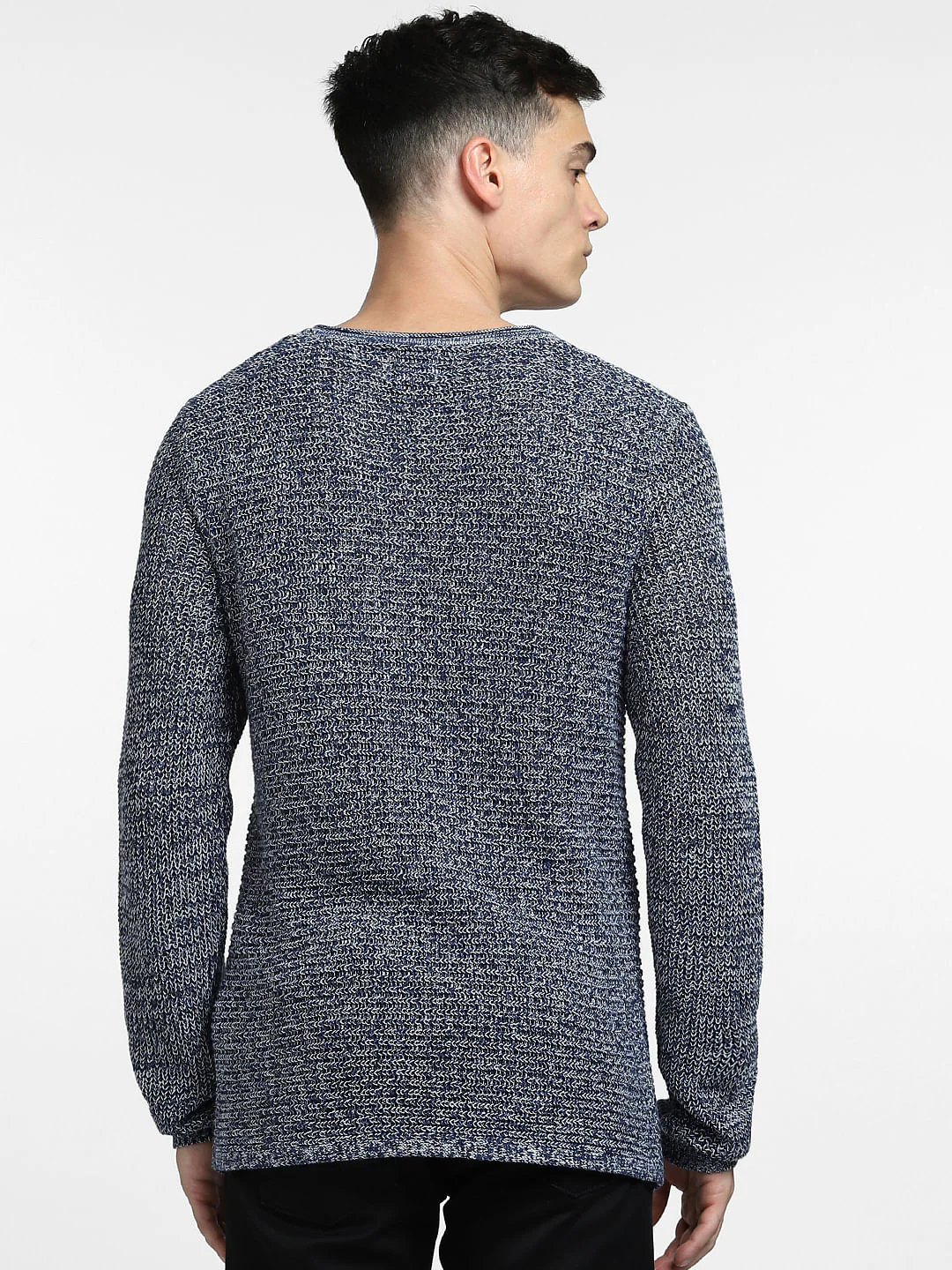 Dark Blue Textured Pullover - Image 4