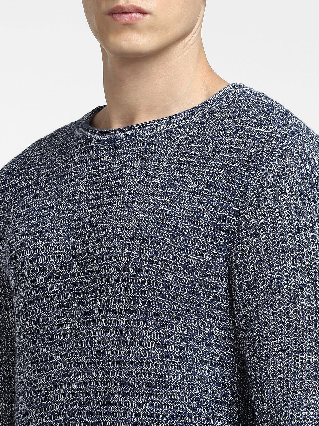 Dark Blue Textured Pullover - Image 5