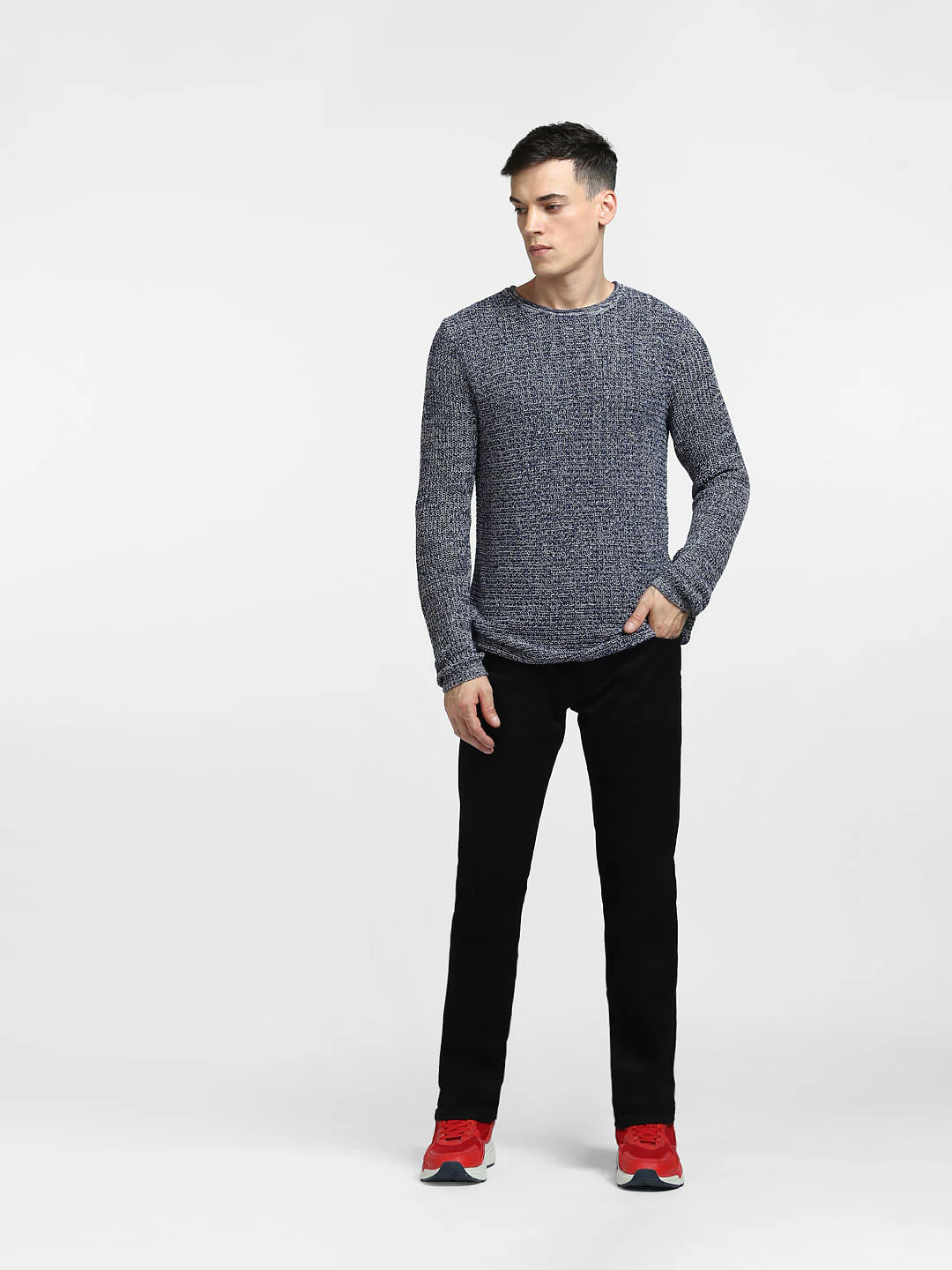 Dark Blue Textured Pullover - Image 6