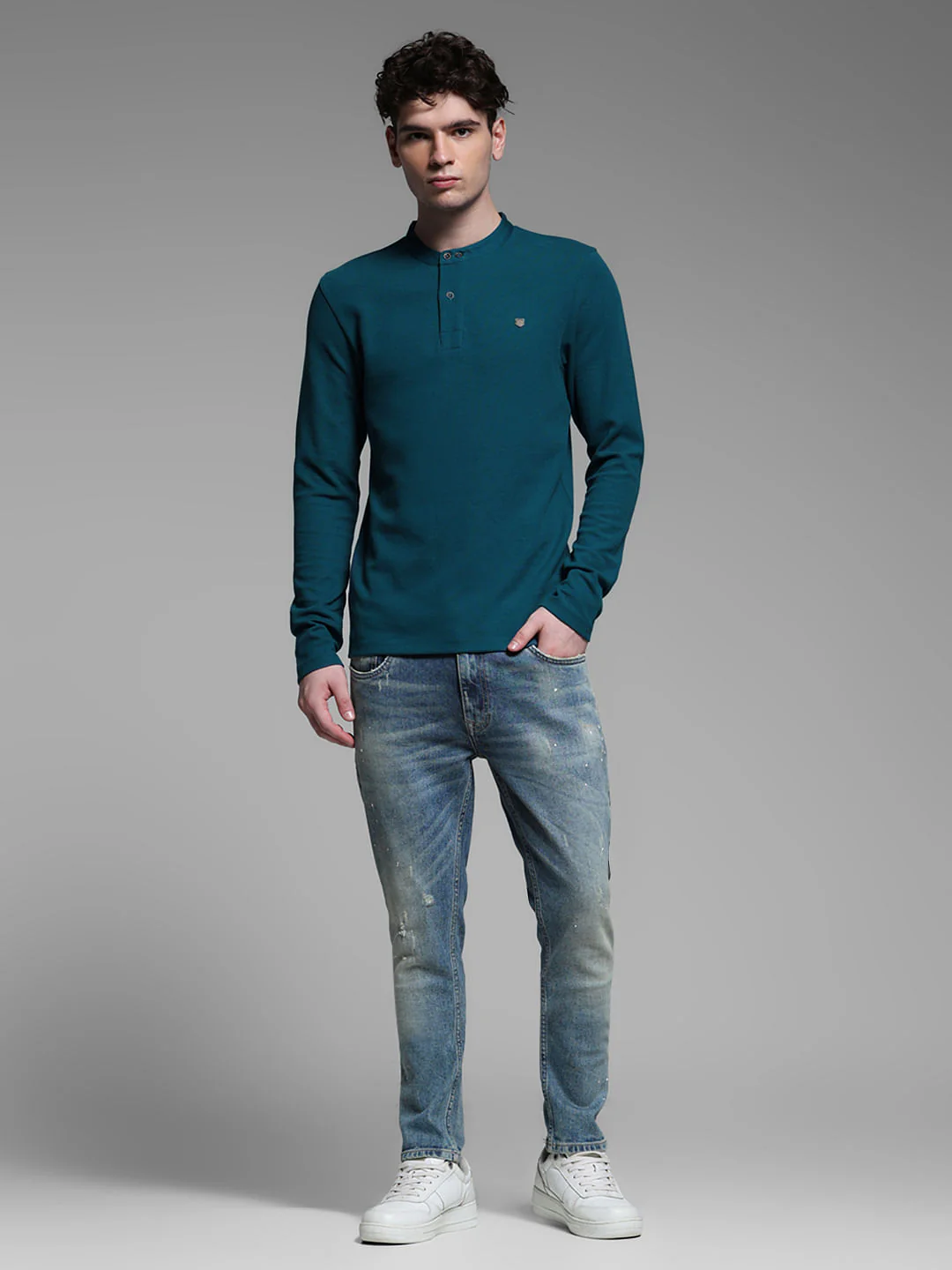 BLUE HENLEY T-SHIRT - Image 6