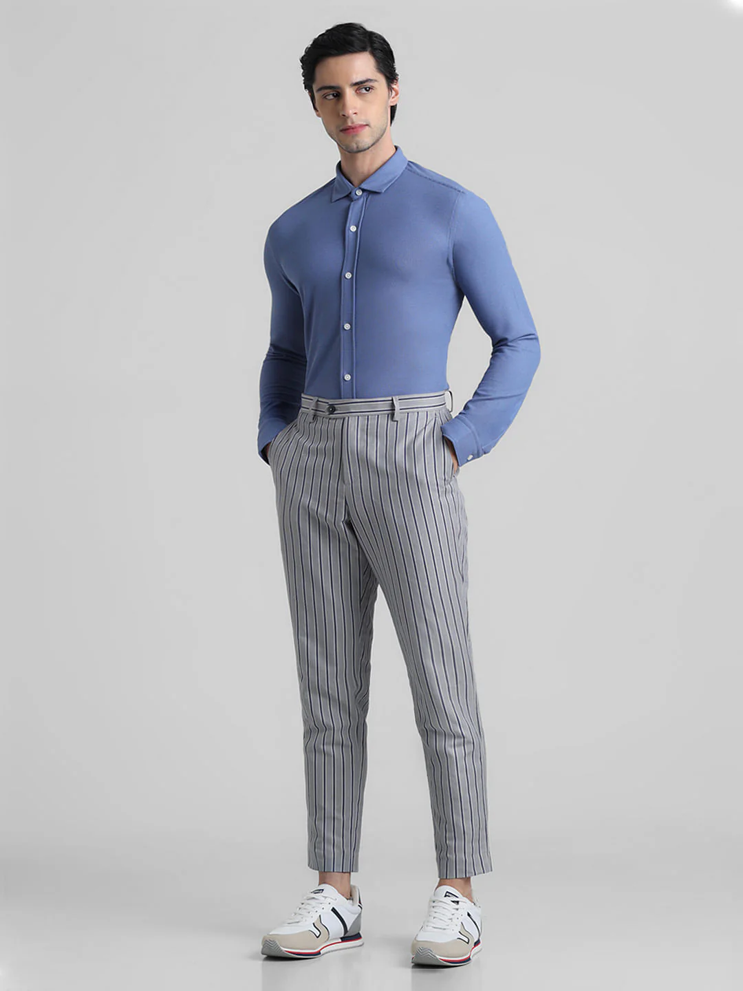 Blue Knitted Full Sleeves Shirt - Image 6