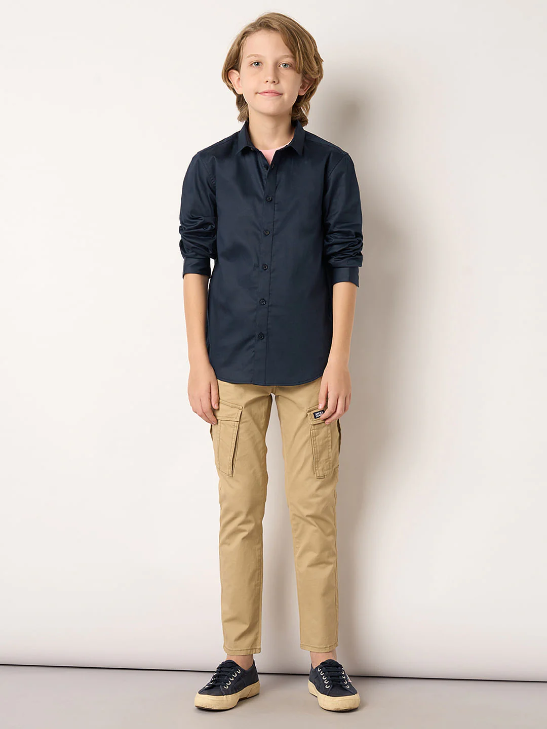 Boys Navy Blue Full Sleeves Shirt - Image 5