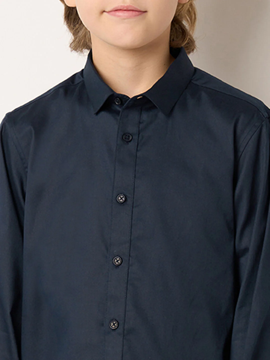 Boys Navy Blue Full Sleeves Shirt - Image 6
