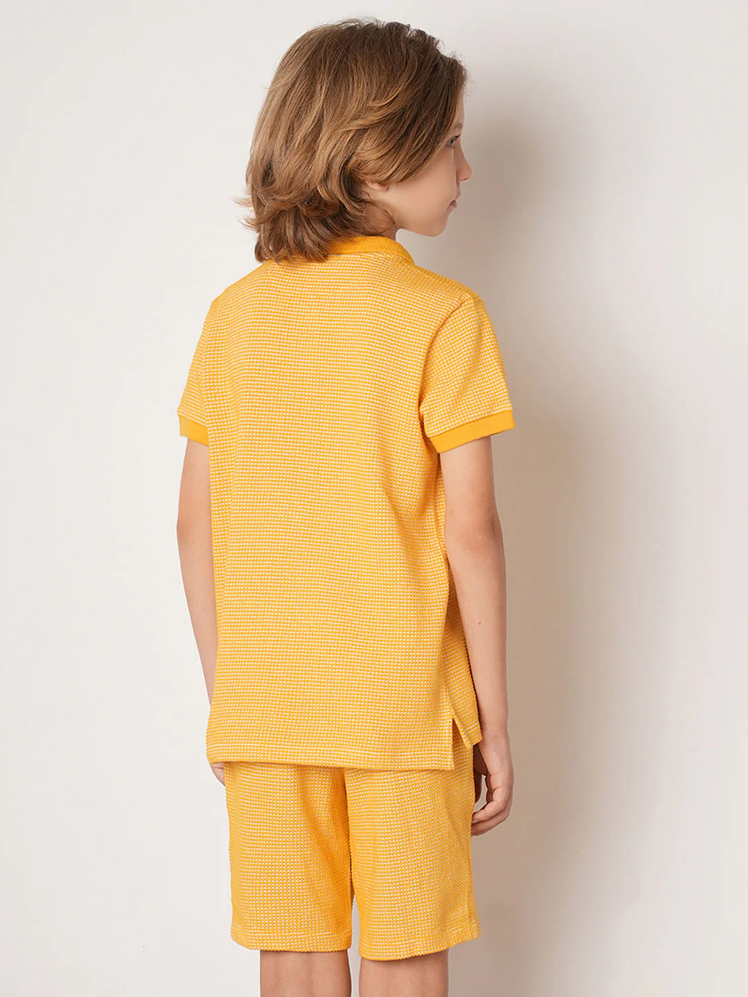Boys Orange Co-ord Set Polo T-shirt - Image 4