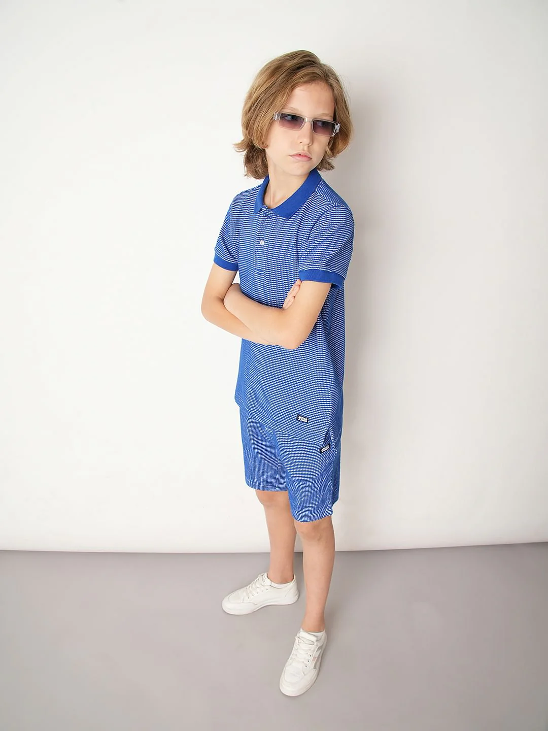 Boys Blue Co-ord Set Polo T-shirt