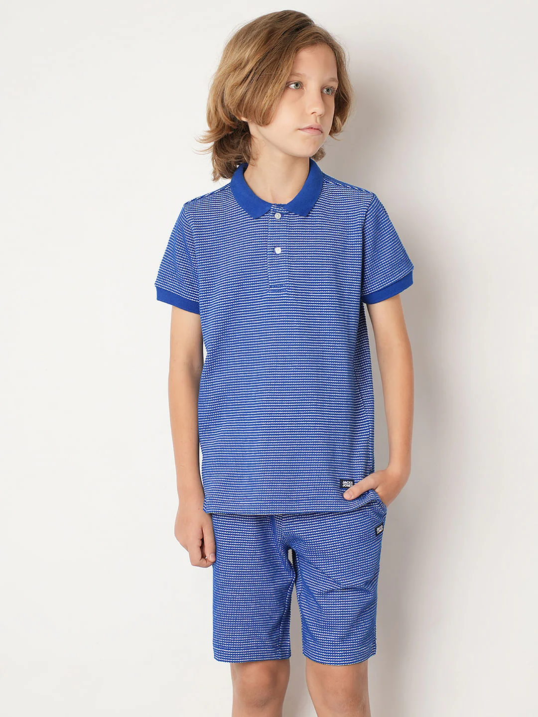 Boys Blue Co-ord Set Polo T-shirt - Image 2