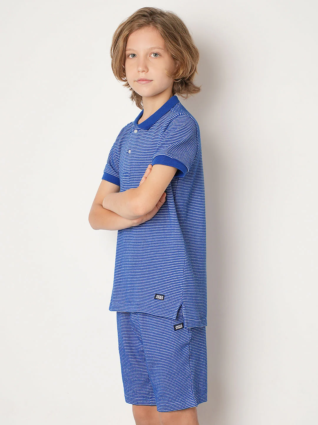 Boys Blue Co-ord Set Polo T-shirt - Image 3