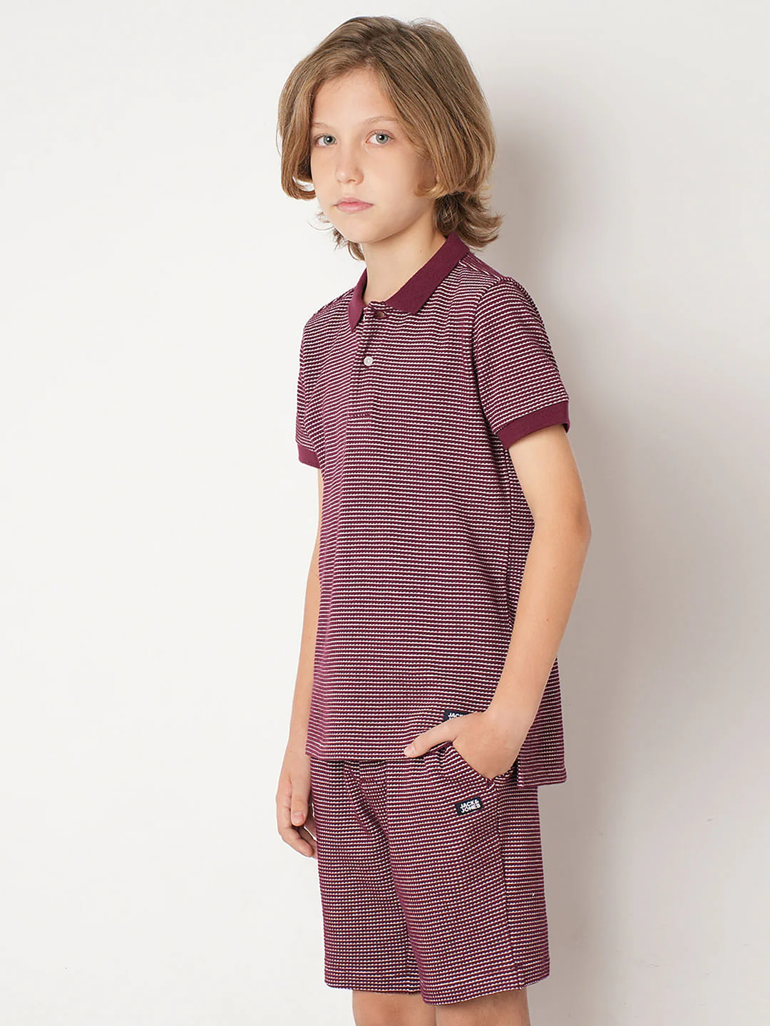 Boys Red Co-ord Set Polo T-shirt - Image 3