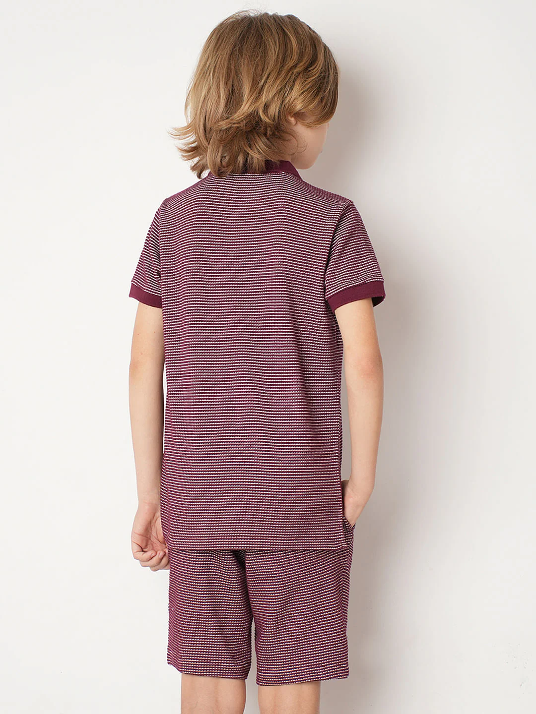 Boys Red Co-ord Set Polo T-shirt - Image 4