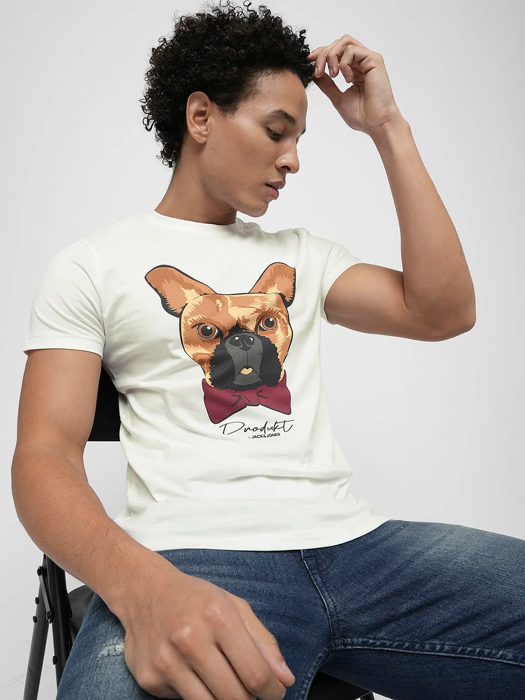 PRODUKT by JACK&JONES White Dog Graphic Print T-shirt