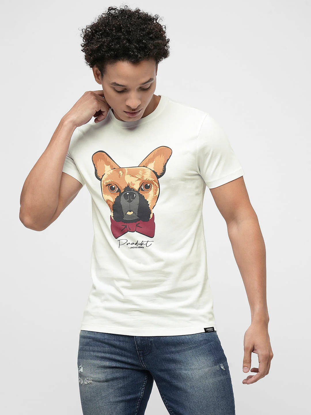 PRODUKT by JACK&JONES White Dog Graphic Print T-shirt - Image 2