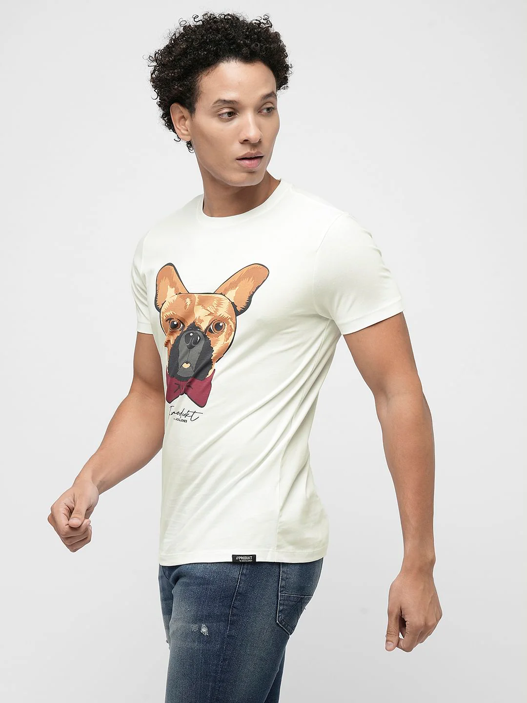 PRODUKT by JACK&JONES White Dog Graphic Print T-shirt - Image 3
