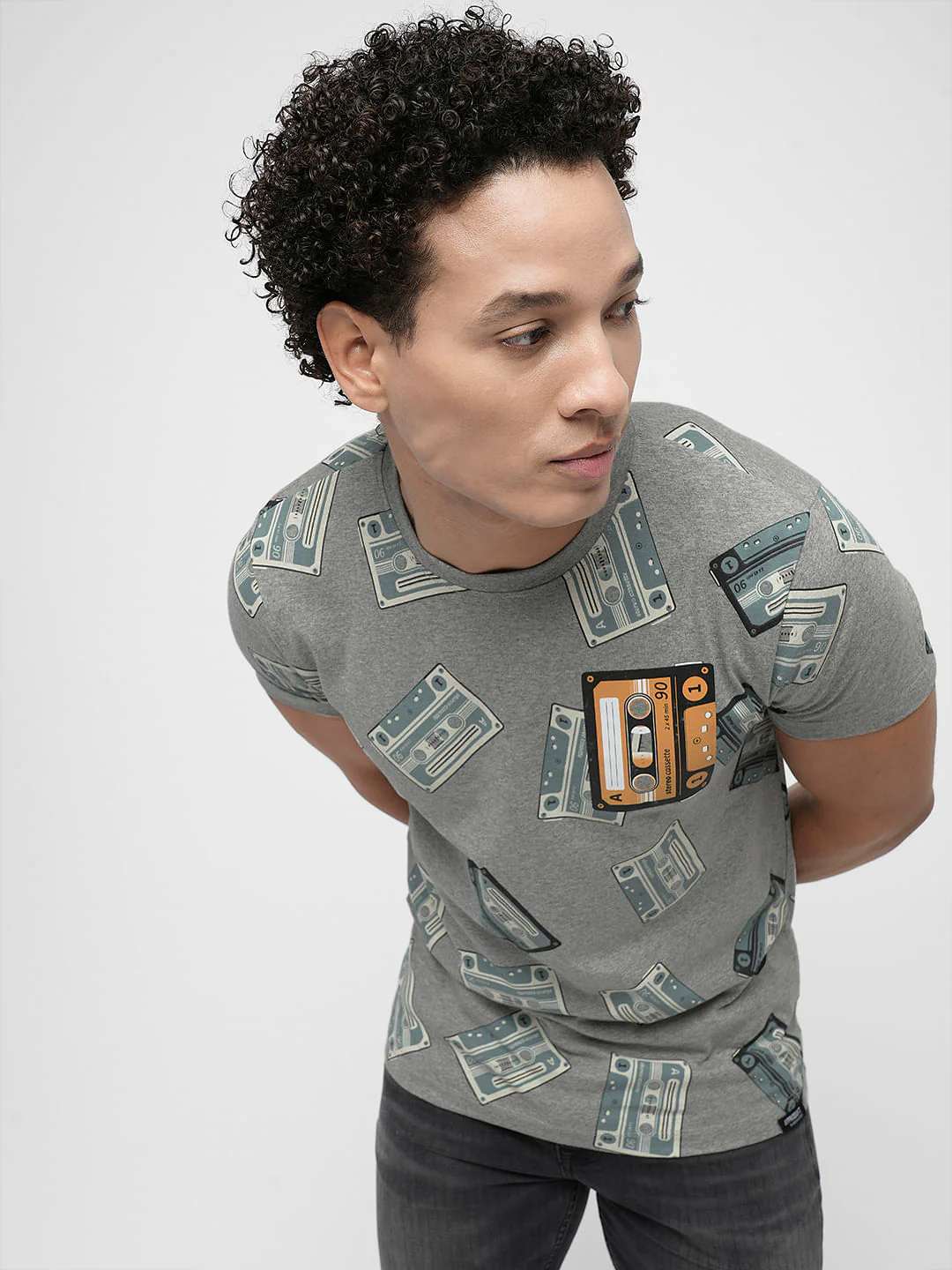 PRODUKT by JACK&JONES Grey Printed Crew Neck T-shirt