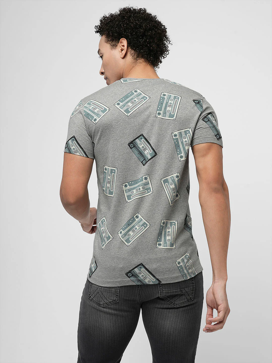PRODUKT by JACK&JONES Grey Printed Crew Neck T-shirt - Image 4