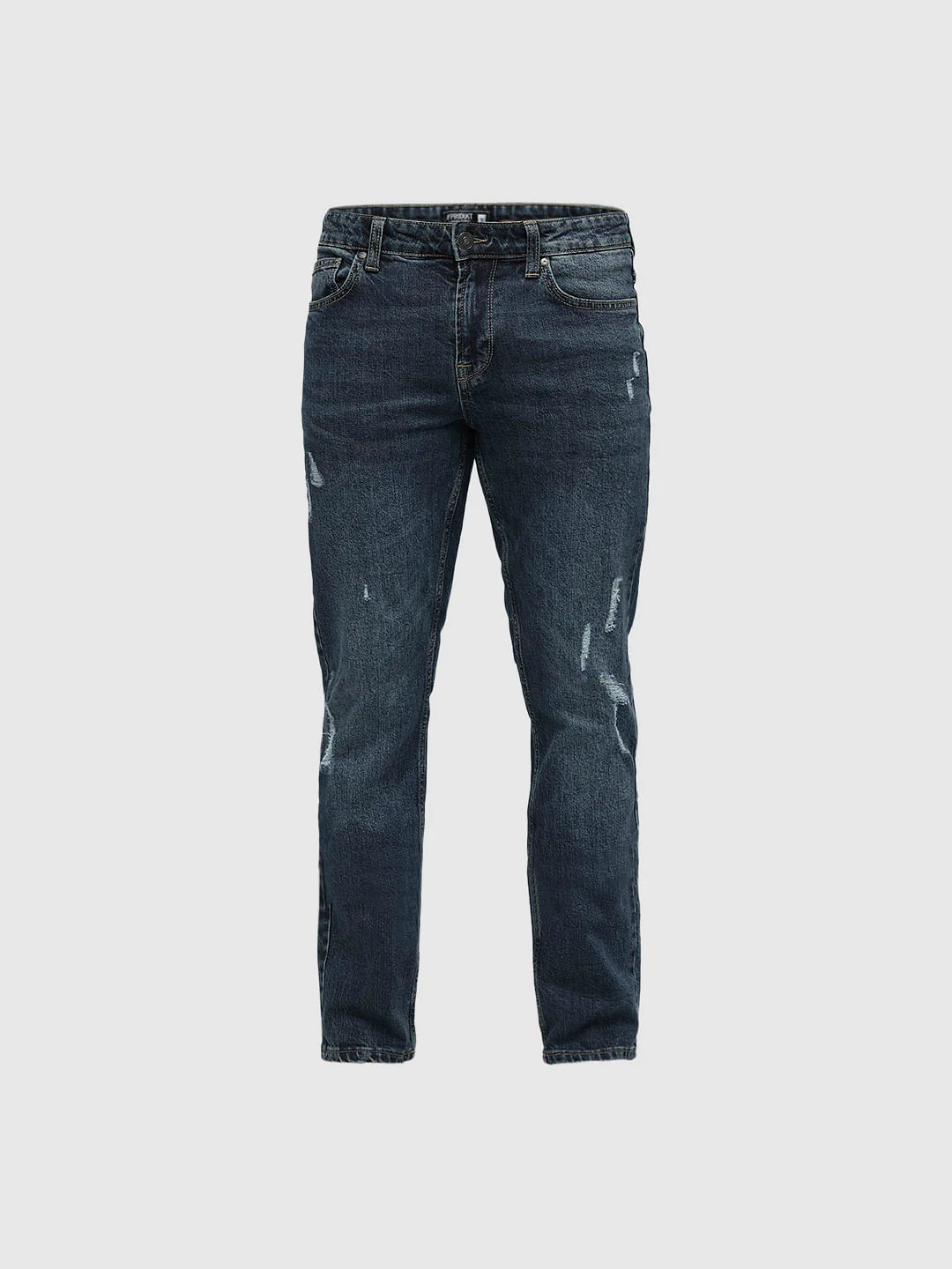 PRODUKT by JACK&JONES Blue Mid Rise Distressed Slim Jeans - Image 7