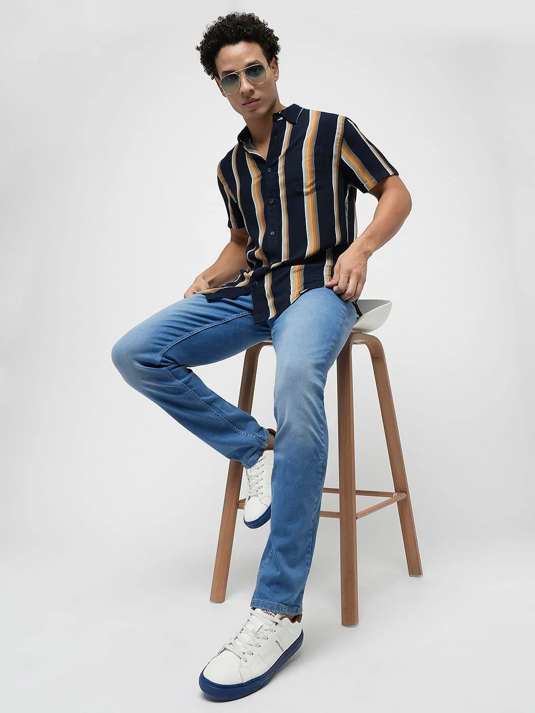 PRODUKT by JACK&JONES Light Blue Mid Rise Slim Fit Jeans