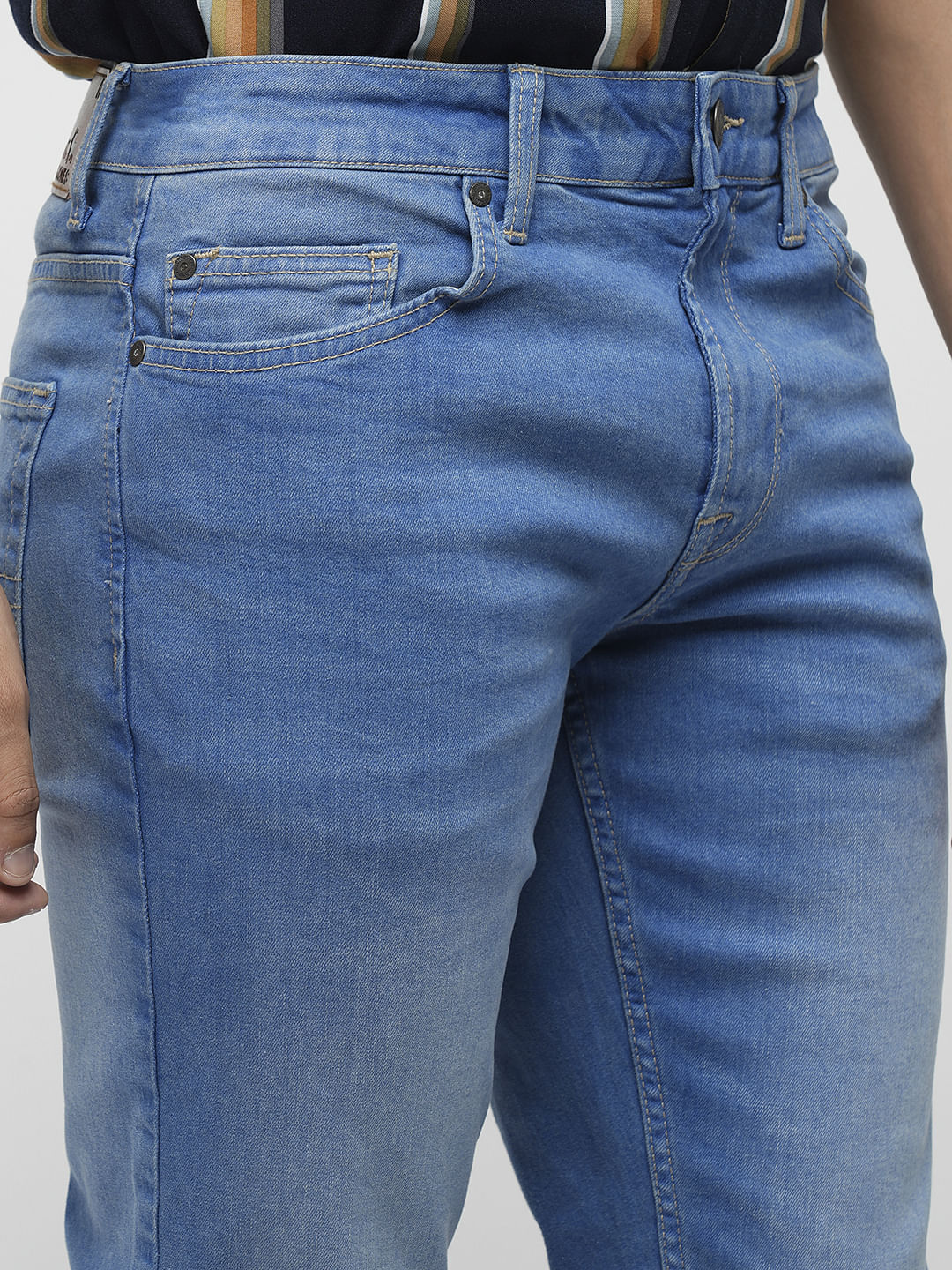 PRODUKT by JACK&JONES Light Blue Mid Rise Slim Fit Jeans - Image 6