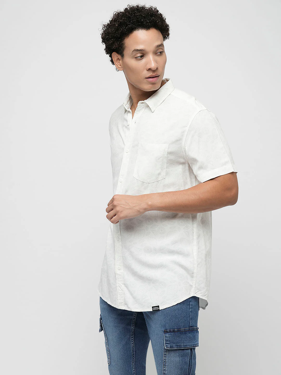 PRODUKT by JACK&JONES White Printed Short Sleeves Shirt - Image 3
