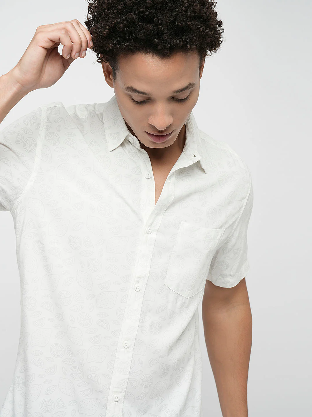 PRODUKT by JACK&JONES White Printed Short Sleeves Shirt - Image 6