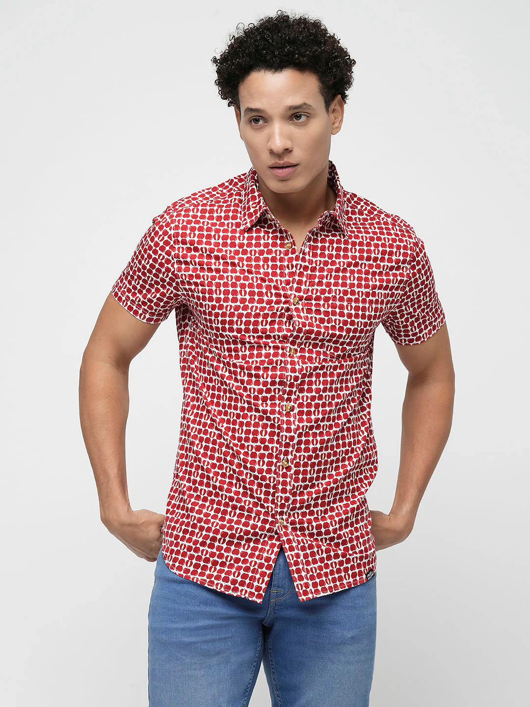 PRODUKT by JACK&JONES Red Printed Short Sleeves Shirt - Image 2
