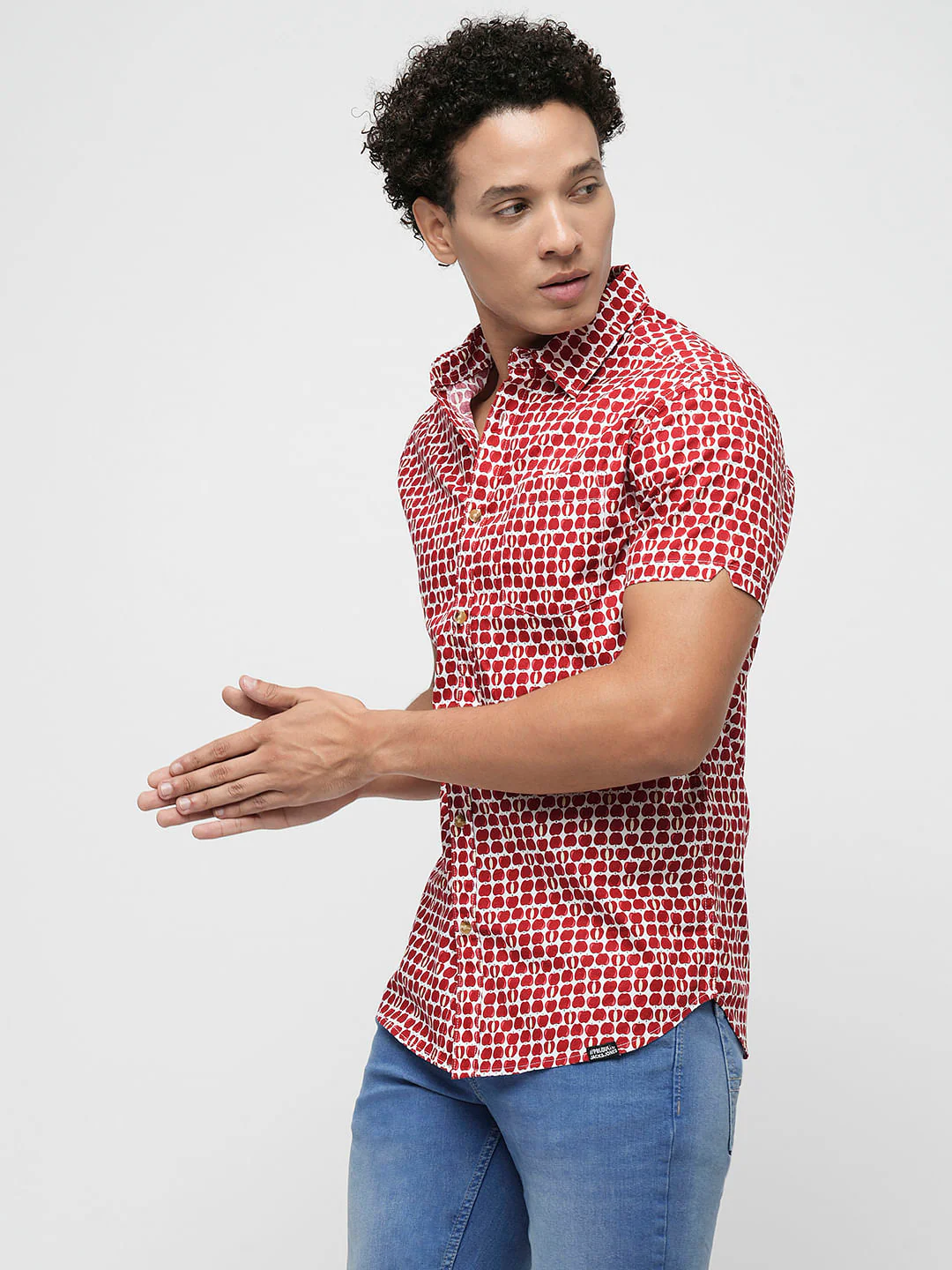 PRODUKT by JACK&JONES Red Printed Short Sleeves Shirt - Image 3