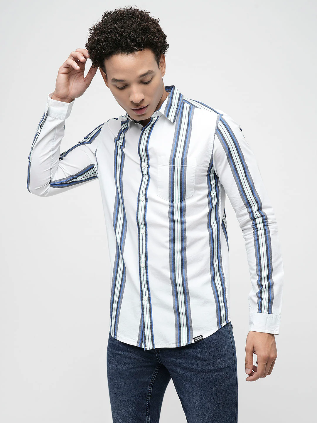PRODUKT by JACK&JONES White Striped Full Sleeves Shirt - Image 2